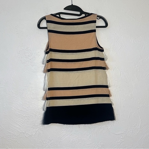 Ann Taylor Shirt Women’s  Tank Top  Fringe V Neck Sleeveless Size XSP New - Picture 2 of 7
